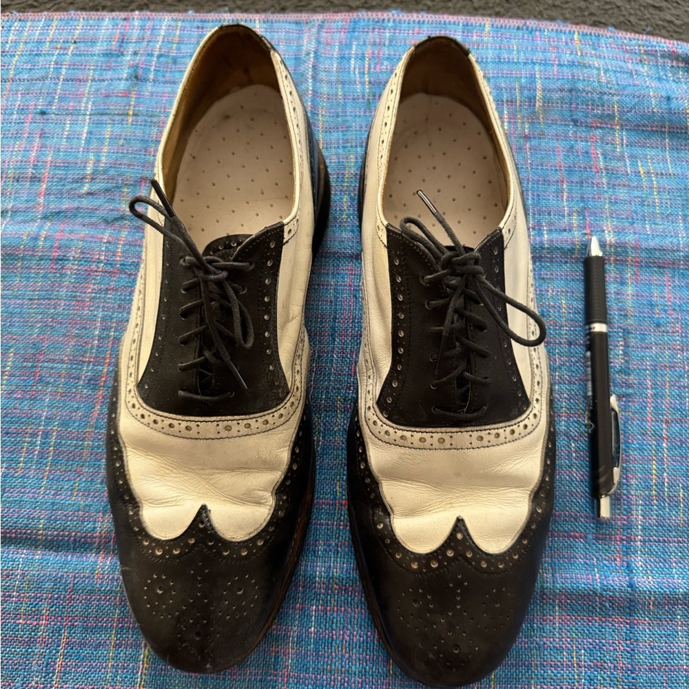 VINTAGE Spectator BRAGANO for COLE HAAN Wingtip Oxford Dress Shoes 8 D ITALY - Picture 2 of 6